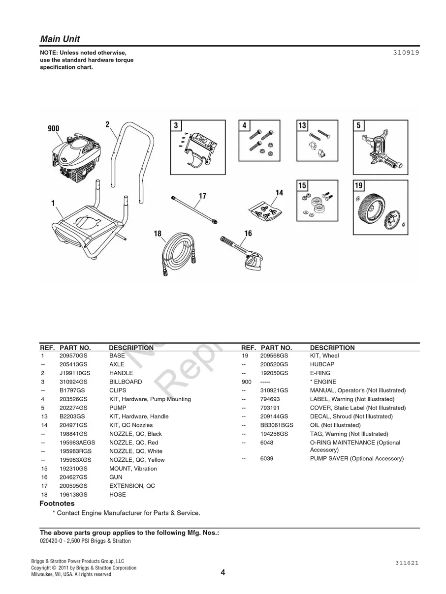 BRIGGS AND STRATTON, 020420-0, 2011, IPL.4
